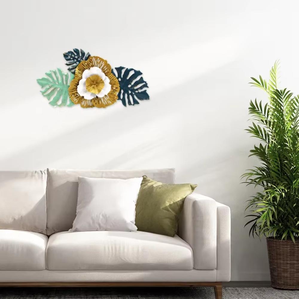 Очаровательный синий железный цветочный декор креативное настенное украшение. Великолепное металлическое украшение для спальни и гостиной в качестве фона.