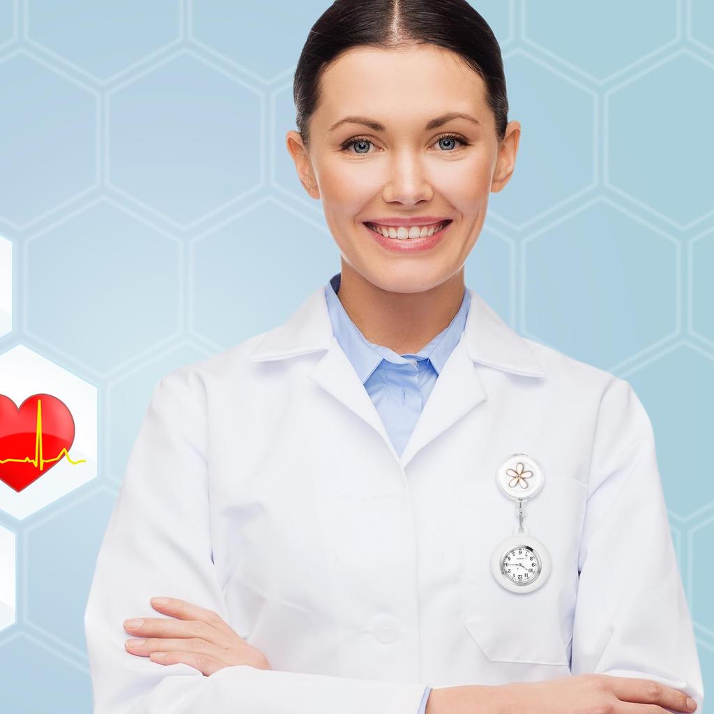 Nurse Watch with Silicone and Stretchable Cute Flower Nurse Quartz Pocket Nurse Accessories Perfect Gift for Nurses and Childcare Workers On Day Clip,