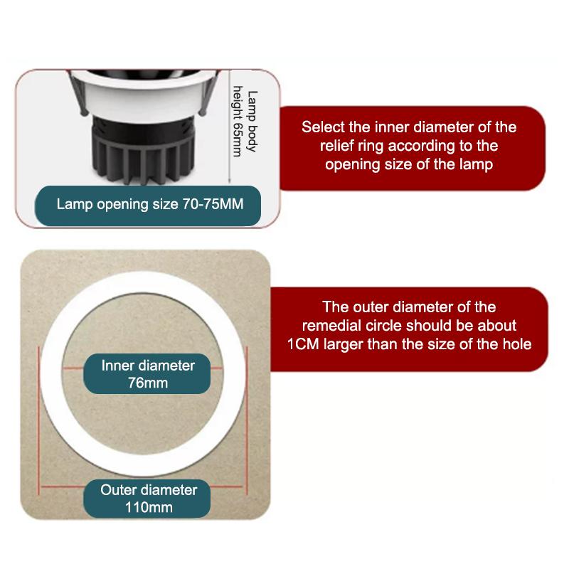 1 шт. Светодиодный спот-светильник, встраиваемый светильник, уплотнительные кольца, белый абажур, кольцо-адаптер, скрытые проставки, шайбы, прокладки для стойки освещения