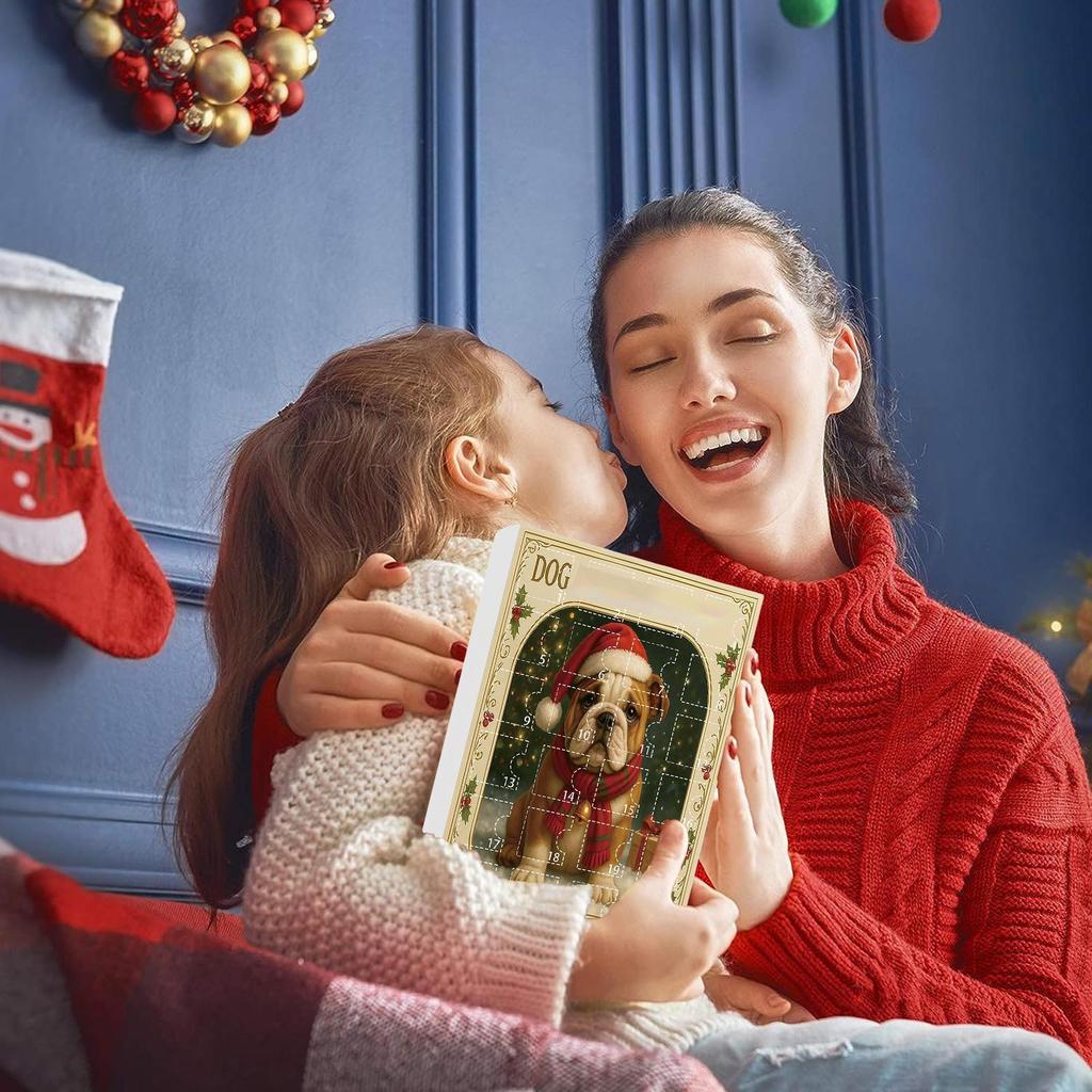 Dog Advent 24 Days 2D Acrylic Dog Charm Countdown Calendar Christmas Animal Pendant for Kids Boys Girls Party Window Balcony