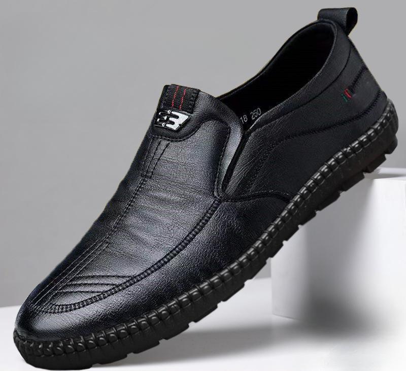 Весна Осень Новые мужские кожаные туфли Деловая мягкая подошва повседневная обувь Модная универсальная плоская удобная легкая мужская обувь