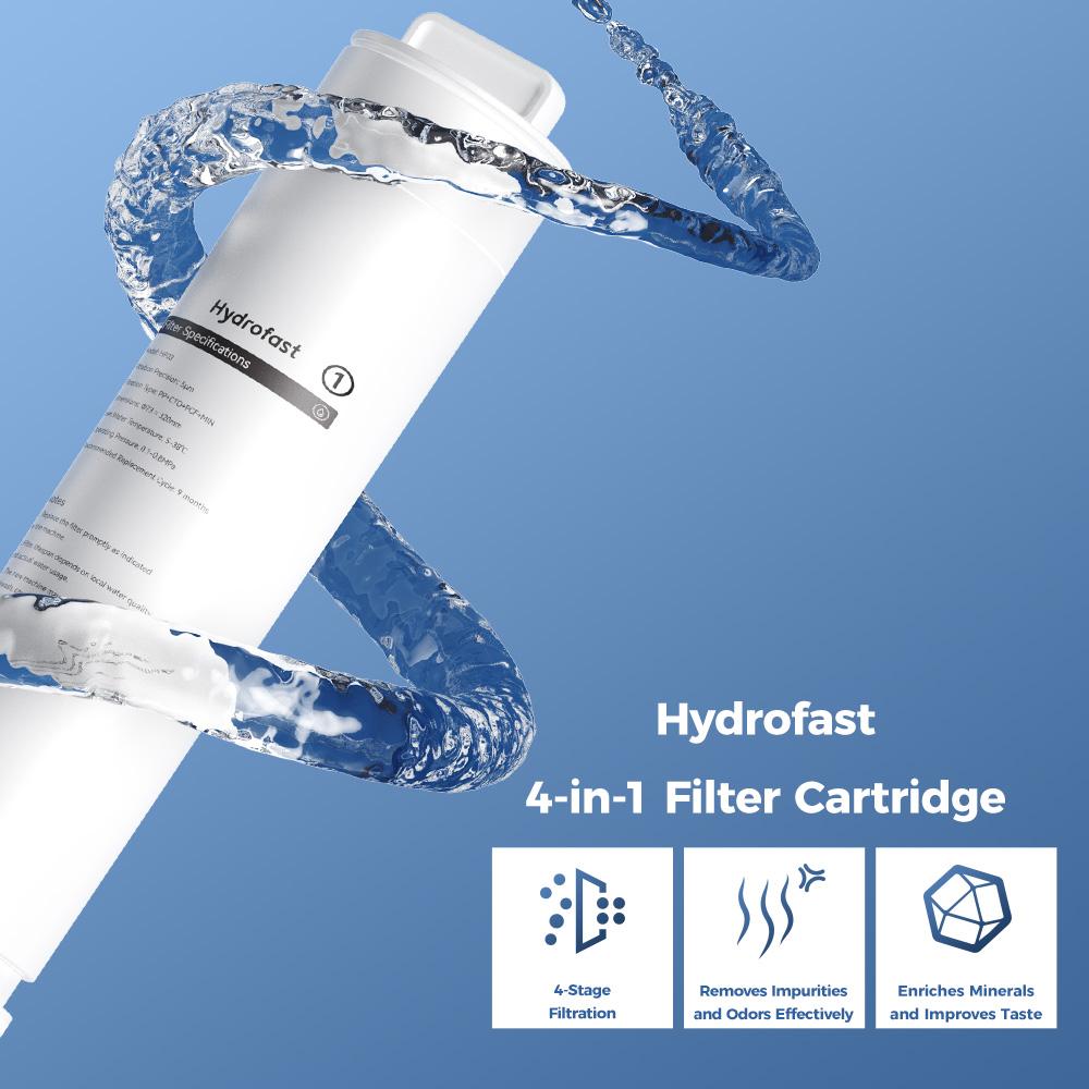 Настольный фильтр для воды Hydrofast W100, 8 температур (горячая и комнатная) – с композитным фильтрующим элементом HF03 для W100
