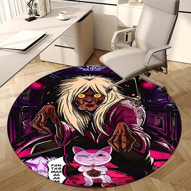 1pc Anime Demon with Cat Round Carpet - Fantasy Design Office Chair Mat