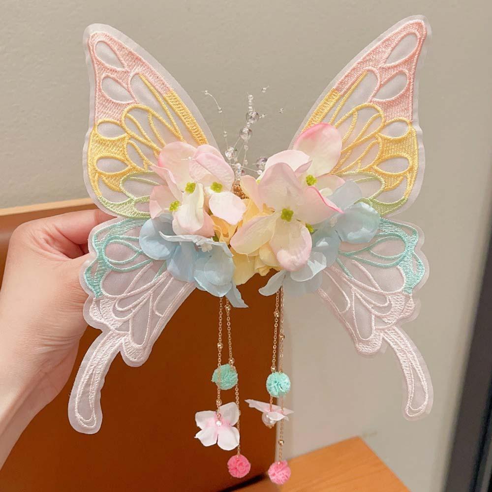 Mesh Big Butterfly Wing Hairpins Sweet Elf Ear Headband Lovely Flower Headband Kids Gift