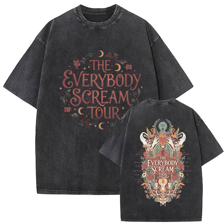 Florence and The Machine Tour Vintage Washed T Shirt Men Women Harajuku Aesthetic Oversized Cotton Tshirts Yk Streetwear