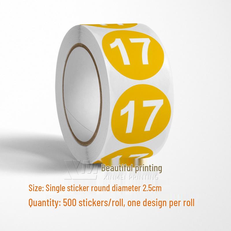 Самоклеящиеся круглые наклейки с номерами 1-33 – Цветные этикетки-идентификаторы в рулоне