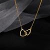 Ожерелье из титановой стали 18 карат с двойным кольцом Love - Женский кулон Heart-to-Heart Clavical Chain