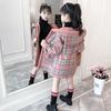 FiveFive Fashion Design Autumn Winter Parka Girl Hairy Clothes Long Woolen Coat for Kids Outerwear Grid Pattern Padded Warm Clothing