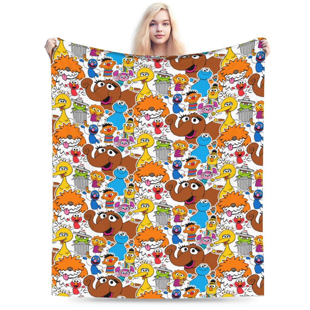 Cookie Monsters Cartoon Blanket Fleece Decoration Sesame Street SesameStreet Soft Throw Blanket for Sofa Car Plush Thin Quilt