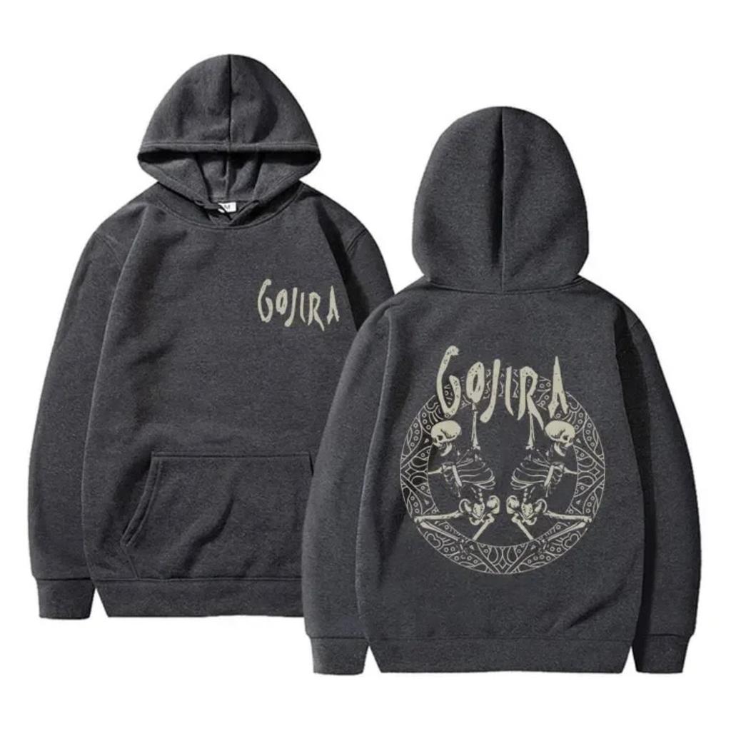 Французская метал-группа Gojira Худи с двусторонним графическим принтом 'Скелет' Мужчины Женщины Винтажный Толстовка с капюшоном Мужской Повседневный Большой размер Худи с капюшоном