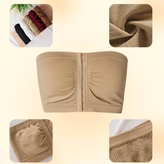 Strapless Bra for Women Front Closure Non-Slip Padded Bandeau Bra Wireless Push Up Bralette Seamless Tube Top