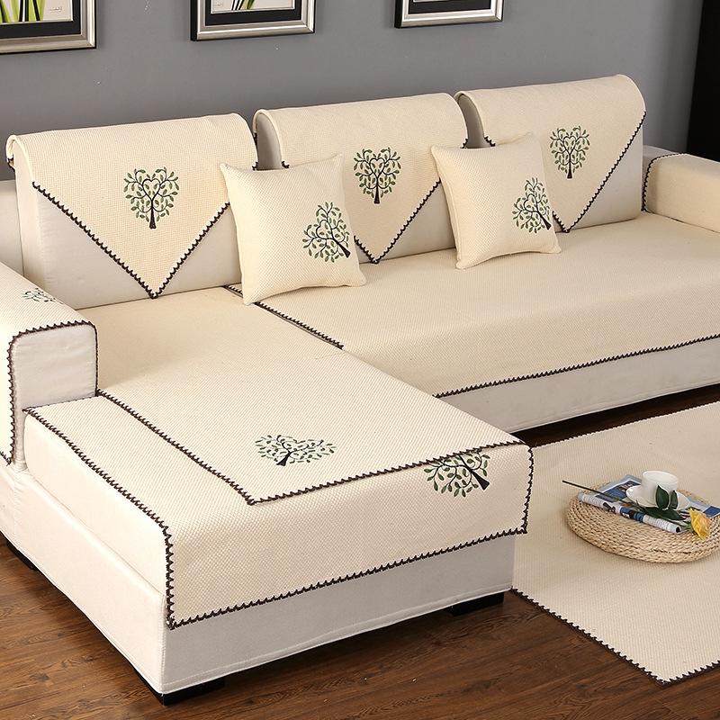 Four Seasons нескользящая вышитая диванная подушка из хлопчатобумажной ткани для гостиной, универсальная льняная утолщенная современная простая однотонная диванная подушка