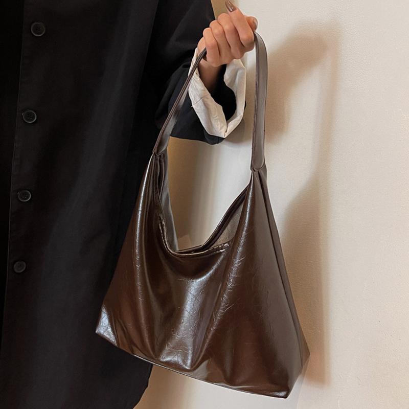 Yogodlns Мягкая качественная сумка из искусственной кожи подмышкой, винтажная винно-красная женская сумка через плечо, большая дорожная сумка, женская универсальная сумка-тоут