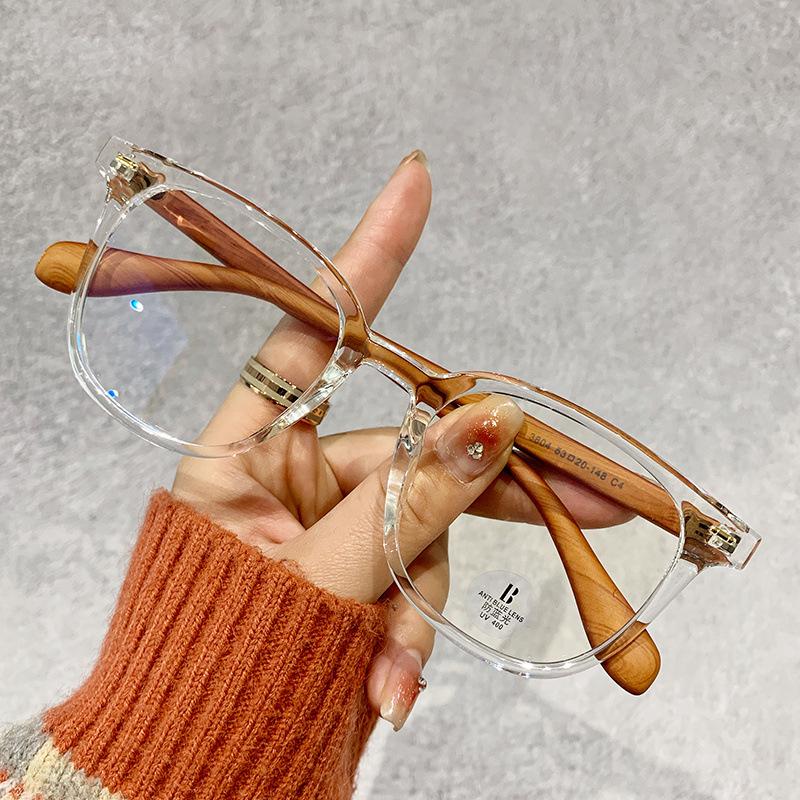 Ретро деревянные ножки Tr90 декоративные анти-синие плоское зеркало с оправой для очков для близорукости для женщин