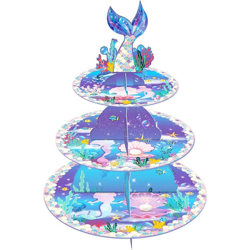 Mermaid Cake Stand 3 Tier Mermaid Party Supplies Mermaid Tail Cupcake Stand Holder for Girls Under The Sea Mermaid Theme Party Birthday Party Favors