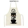 Cartoon Cute Cat Printed Sleeveless Apron Black Kitchen Apron Women Cooking Apron Home Baking Antifouling Antifouling Bib