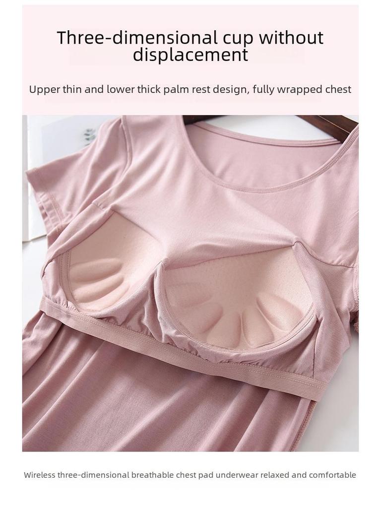 Женский топ из модала с короткими рукавами, утепленный, облегающий, с круглым вырезом, без бюстгальтера