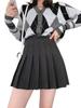 Шарфон Твид Плиссированный Большой Размер Мини Форма Однотонная Школьная с Юбкой в Стиле Матроски, Размер, Осень/Зима, Плотный, На Подкладке, 38, Юбка, Длины до Колена, Цвет,