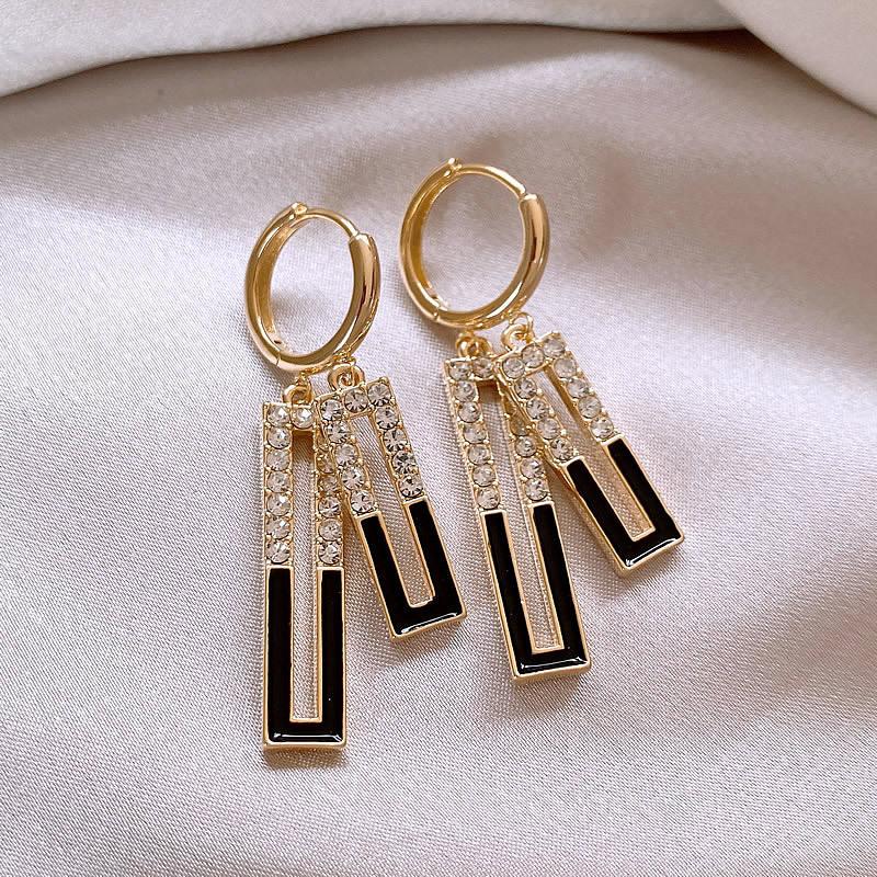 Модные простые темпераментные квадратные геометрические серьги-подвески