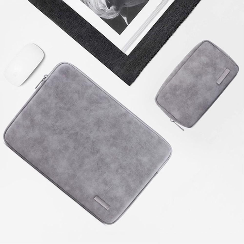 13" Waterproof PU Leather Laptop Case with Additional Bag - Gray