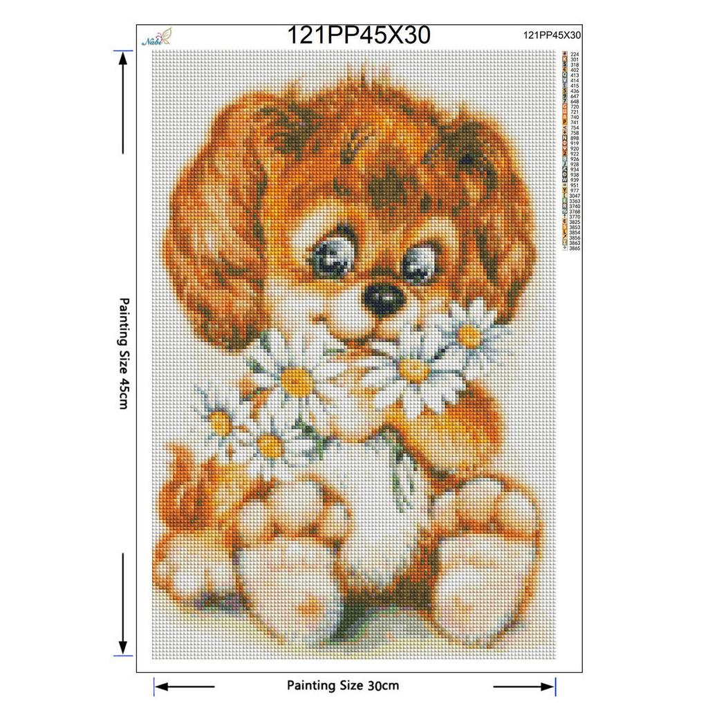 Embroidery Dog Icon 5D Diy Diamond Painting Cross Stitch Picture Round Rhinestones  Pattern Flowers