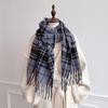 Black And White Plaid Scarf Women'S Winter Warm Versatile Imitation Cashmere Scarf Shawl High-End Couple Scarf