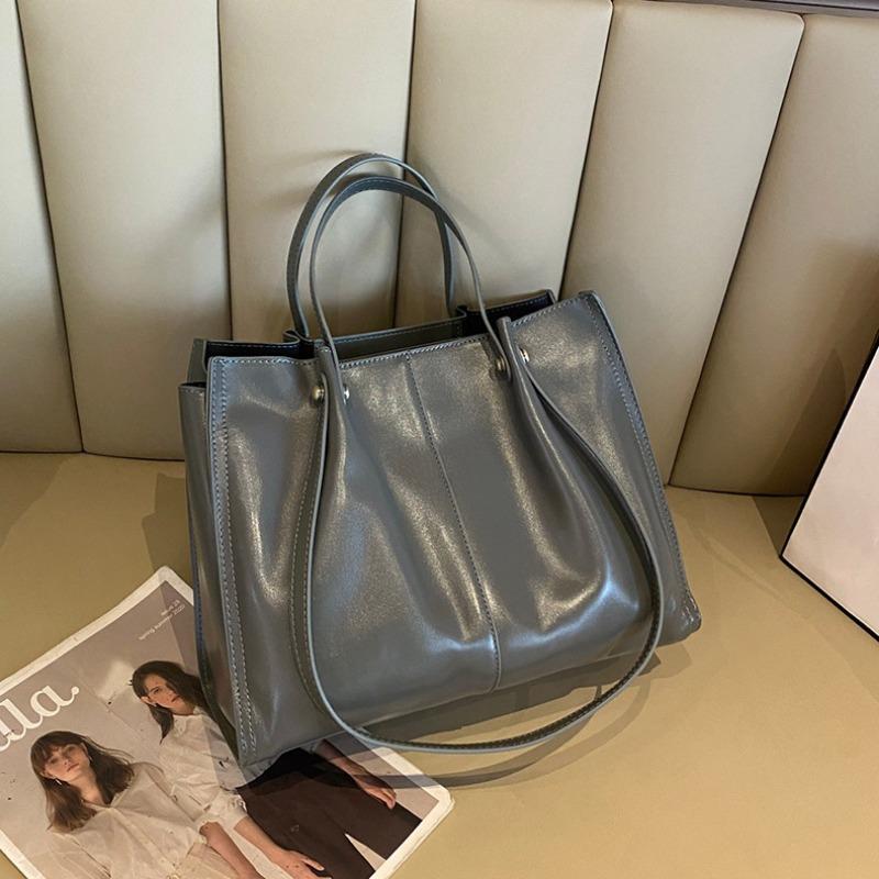 Top Layer Waxed Cowhide Shoulder Handbag Women's All-in-one Autumn/Winter Genuine Leather Underarm Bag Temperament Tote Bag