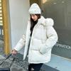 Women Autumn Winter Soild Color Thicken Outwear Cotton Padded Hooded Warm Real Fur Jacket Coat