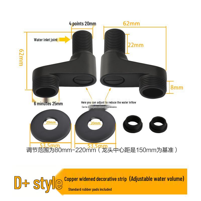 Black Shower Faucet Kit with Adjustable Shower Head and Curved Eccentric Converter