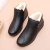 Middle Aged and Elderly Women's Zipper Cotton Boots Mom's Winter Warm Fleece Lined Short Boots Simple Fashion Flat Non-slip Thermal Shoes