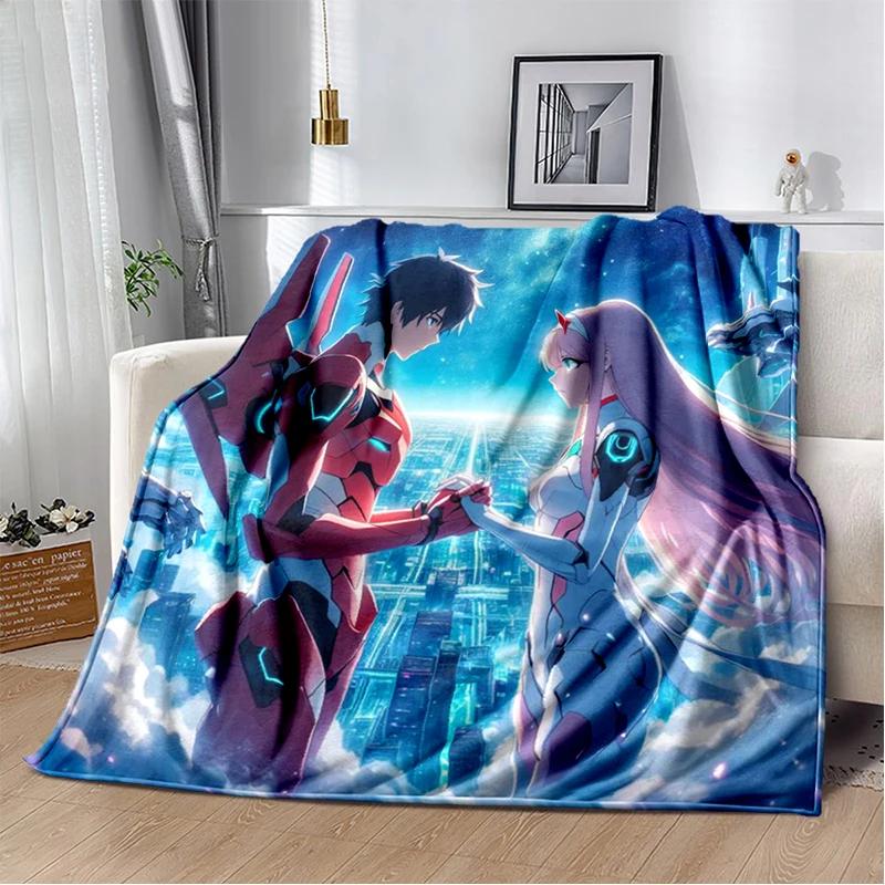 29 Style Cartoon Zero Two 002 Hiro Sexy Girl DARLING in The FRANXX Flannel Blanket,Soft Throw Blanket for Home Bedroom Bed Sofa