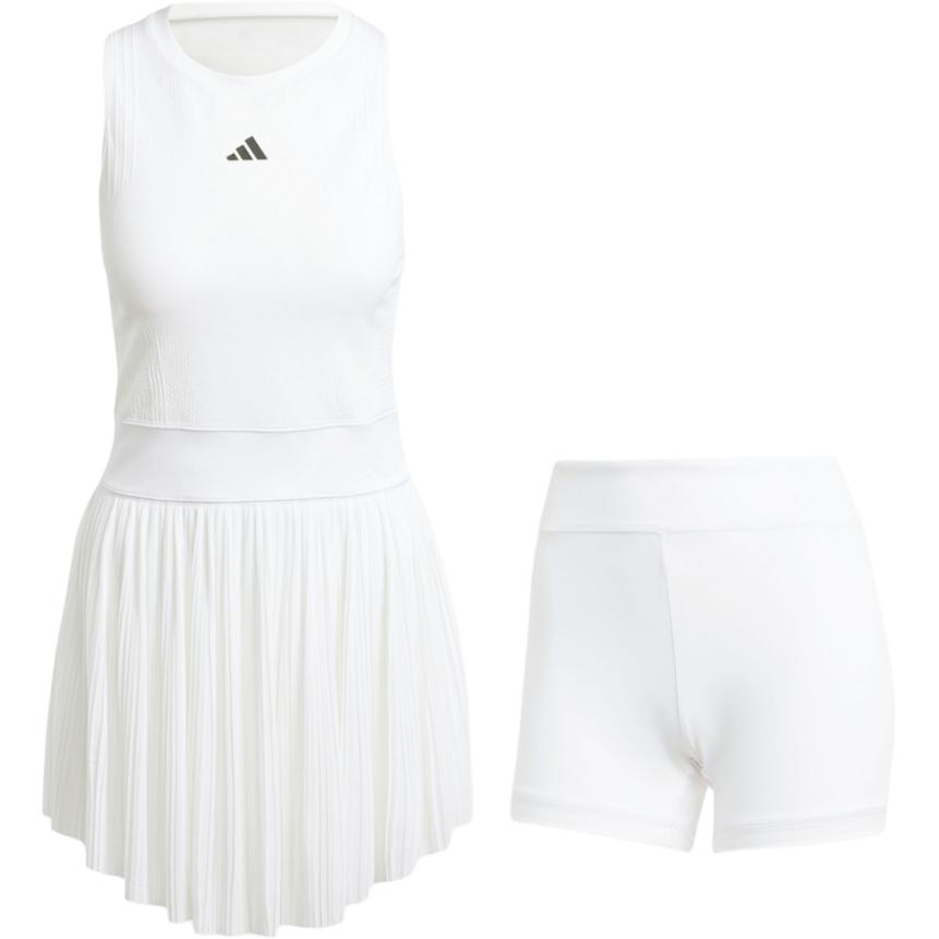 adidas Короткое платье Tennis Pro Aeroready, однотонное, облегающее, спортивное, с защитными шортами для тенниса, без рукавов, женское платье, белое IT1838