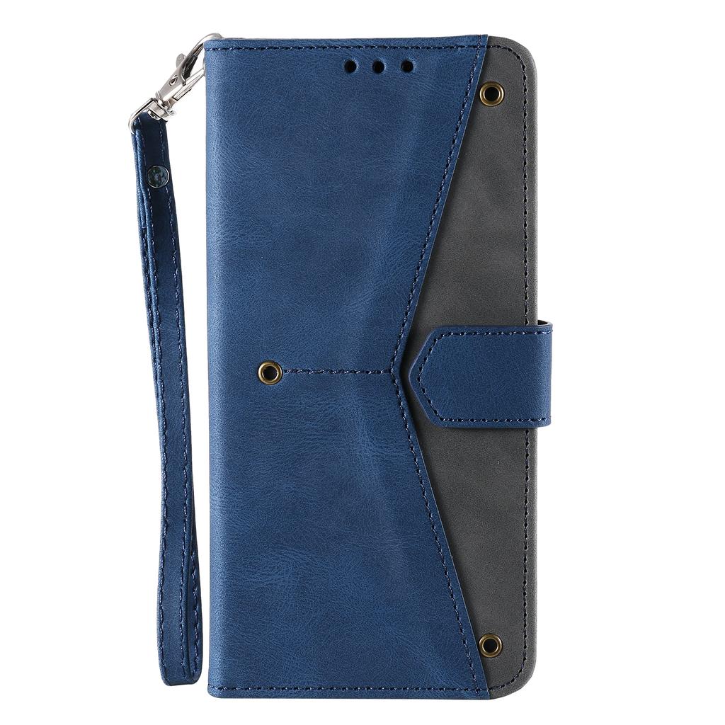 For Samsung Galaxy S25 FE Leather Case Splicing Stitching Wallet Phone Cover with Wrist Strap