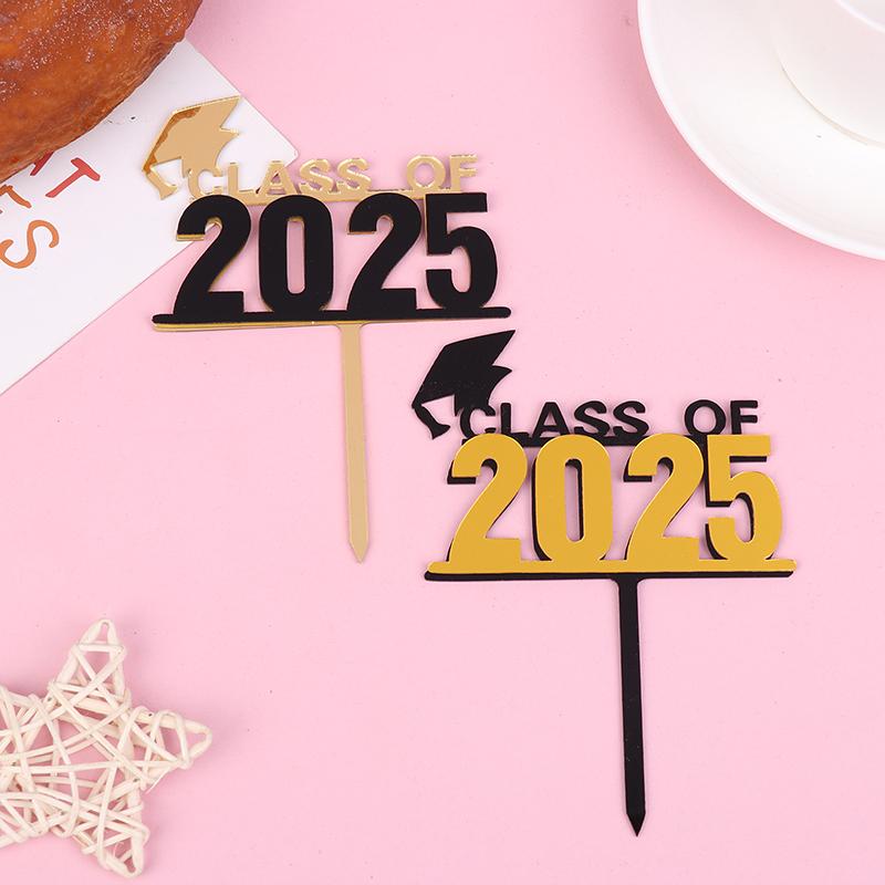 Украшения для торта на выпускной 2025 года, акриловые украшения для выпускного класса 2025 года, двухслойные украшения для торта на выпускной церемонии