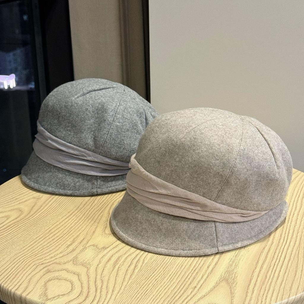 Новая осенне-зимняя шерстяная шляпа-рыбак для женщин, французская ретро элегантная женская шляпа, шляпа-ведро, тренд