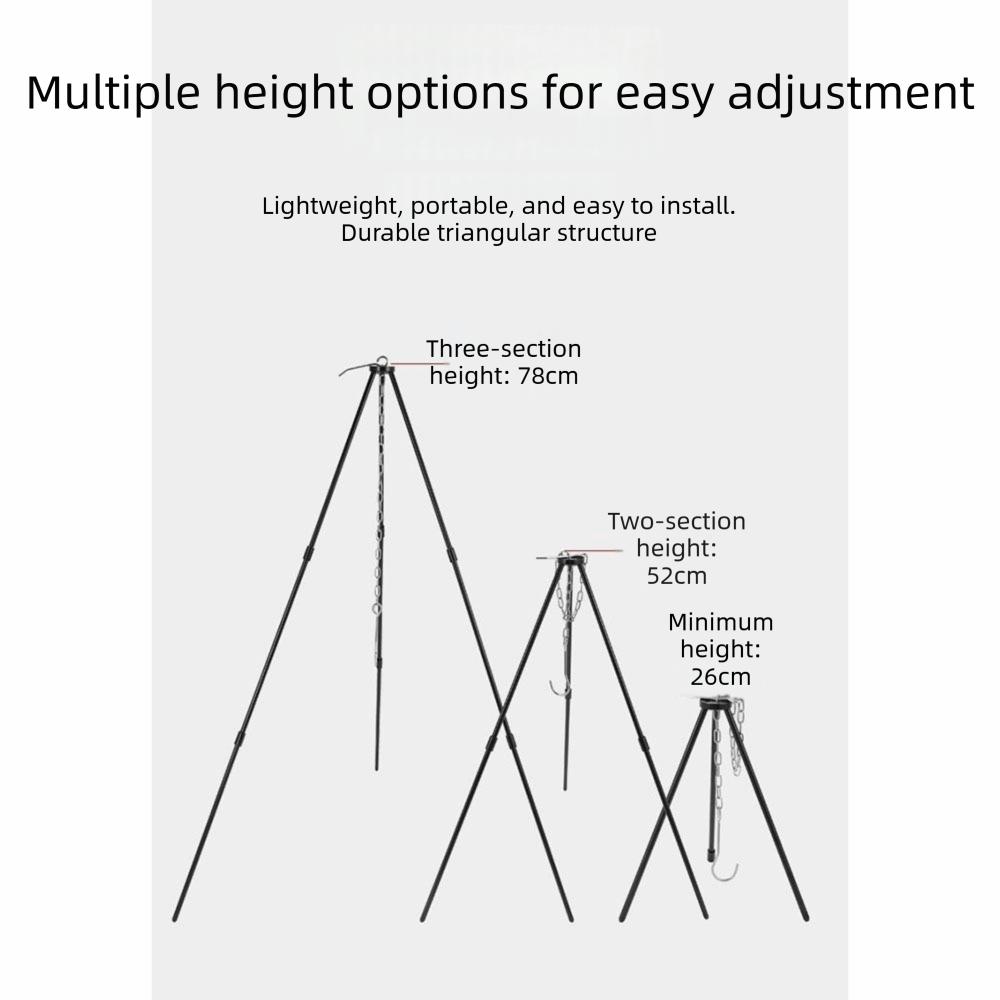 Detachable Camping Tripod Adjustable Height Cooking Pot Tripod Aluminum Zinc Zinc Alloy Tripod BBQ