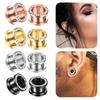 4 Pairs Ear Gauge Tunnel Earring Stainless Steel Hip Hop Punk Rhinestone Men Women Ear Stretcher Expander Plug Piercing Jewelry