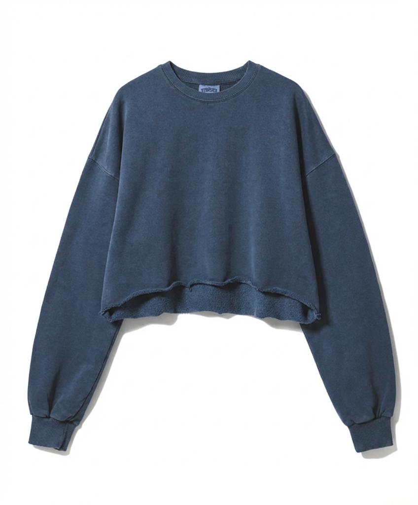 REBRENNER Pigment Cutoff Oversized Crop Sweatshirt Charcoal