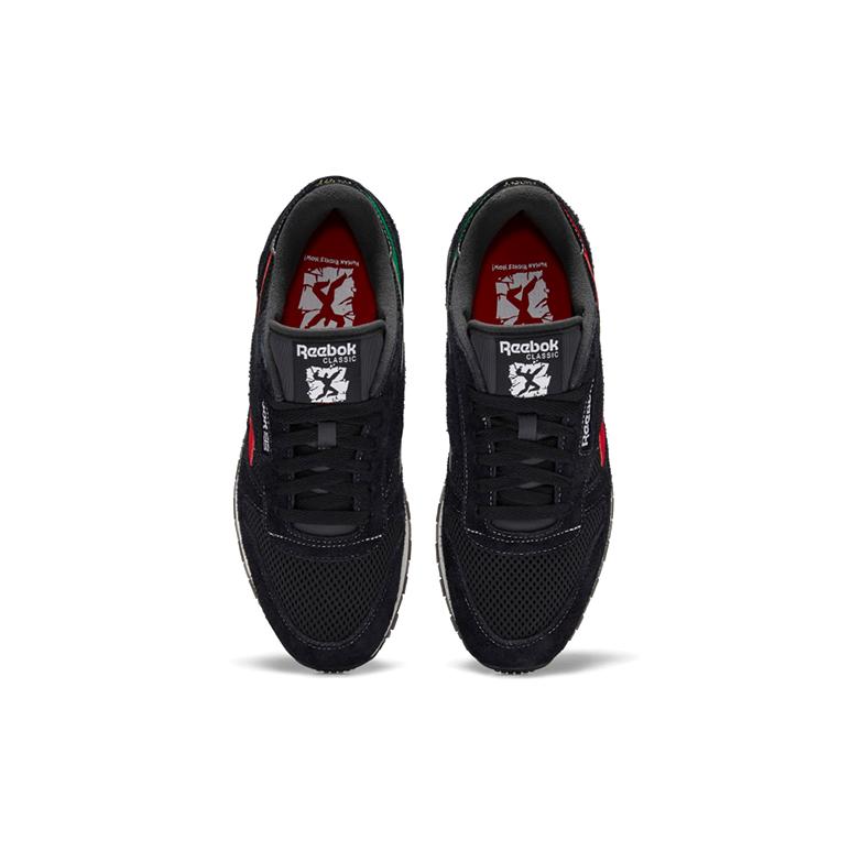 Reebok Классическая кожаная Права человека сейчас! - Черно-красные мужские кроссовки Core-Black Vector-Red Gold-Metallic GY0707