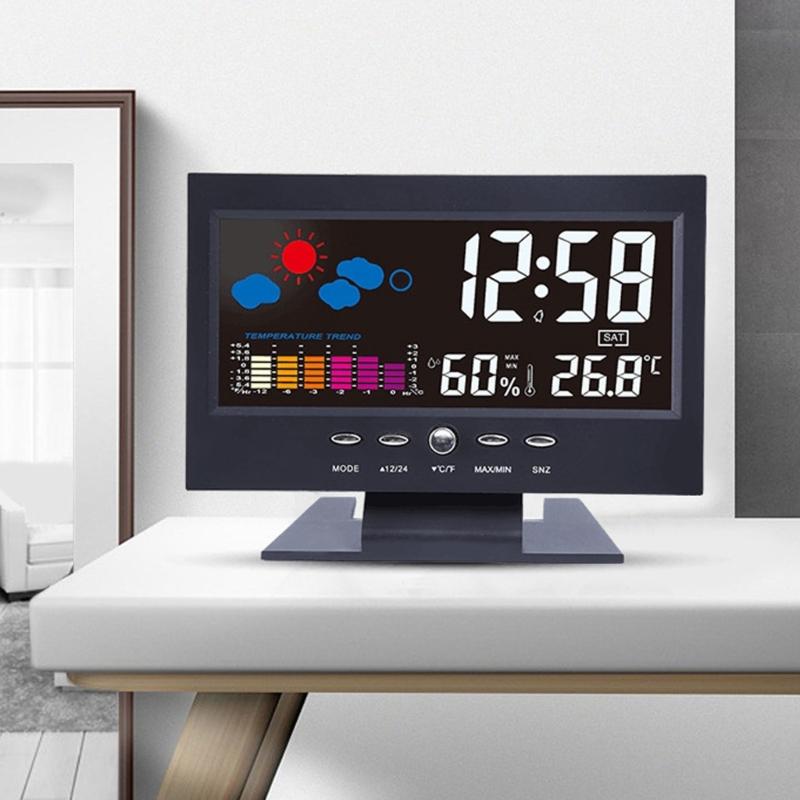 Настенный настольный цифровой гигрометр-термометр, метеостанция с индикатором уровня комфорта и оповещением о тренде температуры