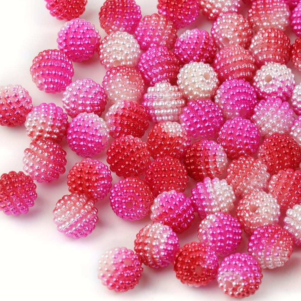 10mm 90pcs/bag Multicolor Acrylic Bayberry Beads Imitation Pearl Beads Round Loose Beads Spacer Beads For Earrings Bracelet Necklace Jewelry Making