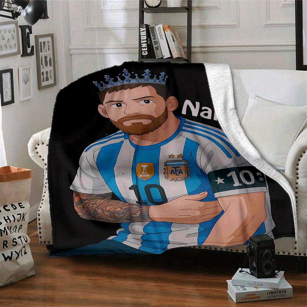Lionel Messi Argentina Jersey Crown Personalized Name Blanket Soft Warm And Versatile For Sofa Bed Office And Travel Machine Washable Comfortable In