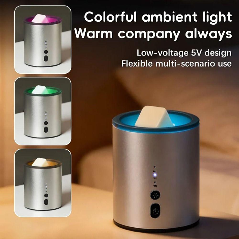 Multicolor Light Wax Warmer Aluminum Alloy Oil Burner Multi-functional Aroma Lamp Bedroom Decor