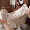 Women Luxury Lace Patchwork Panties Tummly Control Summer Sexy Lace Briefs Mid Waist Cotton Crotch Breathable Underpants Triangle Underwear