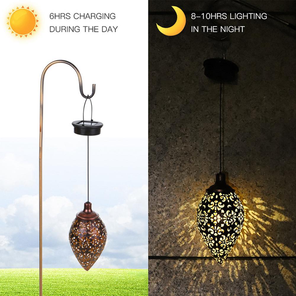 Vintage Retro Solar Hanging Light LED Yard Outdoor Path Patio Garden Lamp Decor