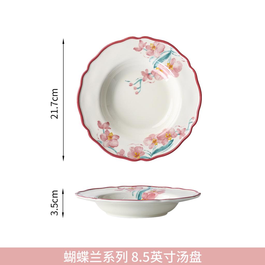 Набор столовой посуды Sean Underglaze, Керамика класса люкс с фаленопсисом, Набор красной посуды, Тарелка-пиала для риса, Новоселье