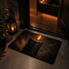 Mysterious Skull Burning Candle Mat, Gothic Non-Slip Rug, Spooky Halloween Door Carpet, Dark Aesthetic Entryway Decor