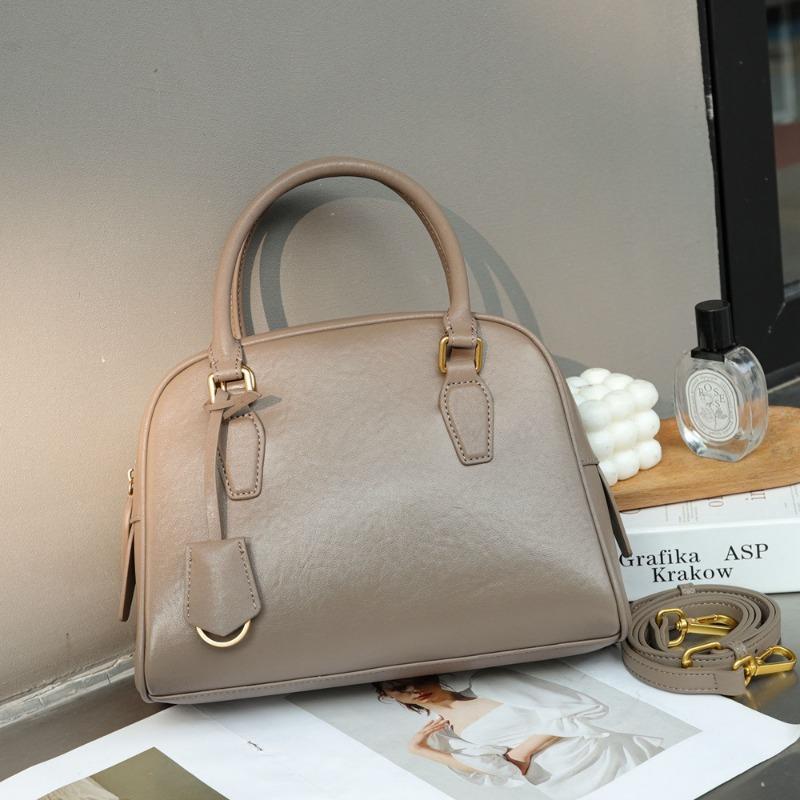 Винтажная сумка-бостон из натуральной кожи с верхним покрытием из коровьей кожи, сумка-подушка через плечо для поездок на работу для женщин