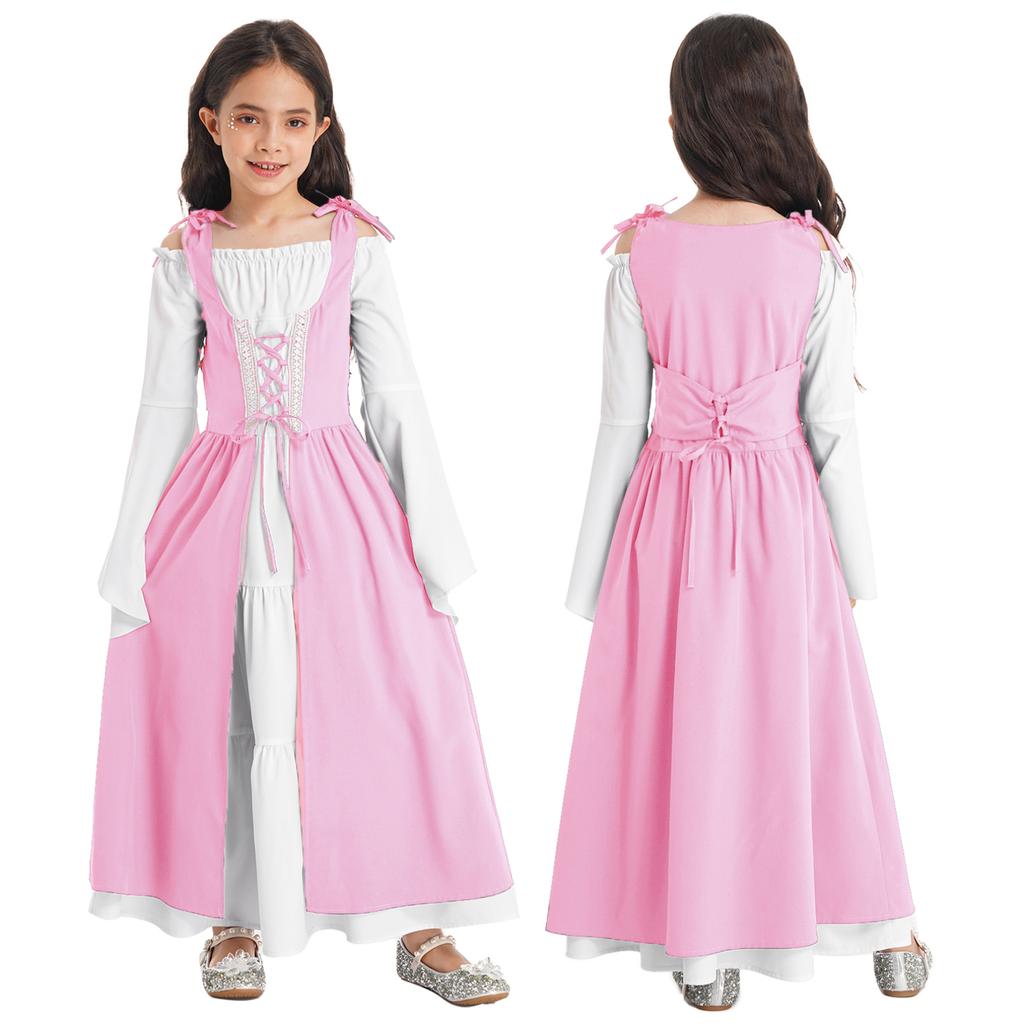 Костюм Средневекового Ренессанса для девочек, платье принцессы в стиле ретро, вечерние макси, бальное платье, наряд для косплея на Хэллоуин