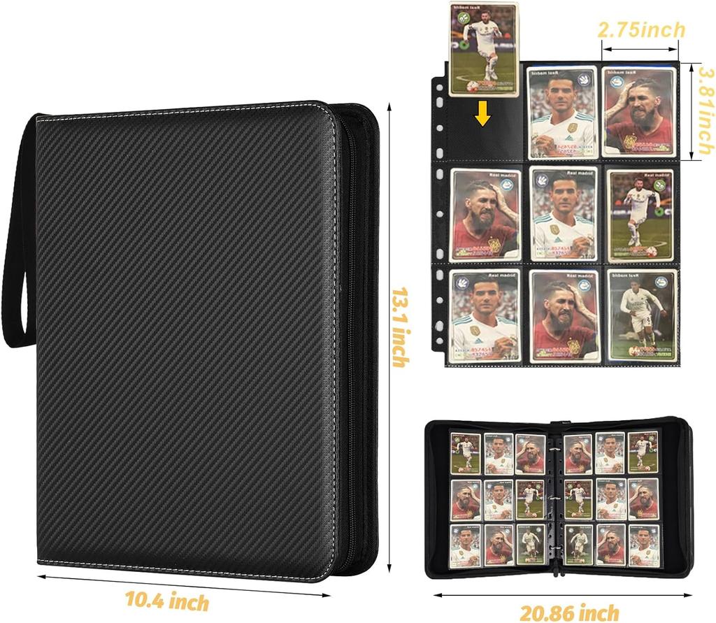 Папка для карточек на 9 карманов, премиум-папка для коллекционных карточек на молнии, двухсторонний карманный PU-переплет для коллекций 720, коллекционный альбом, папка для карточек для MTG, TCG